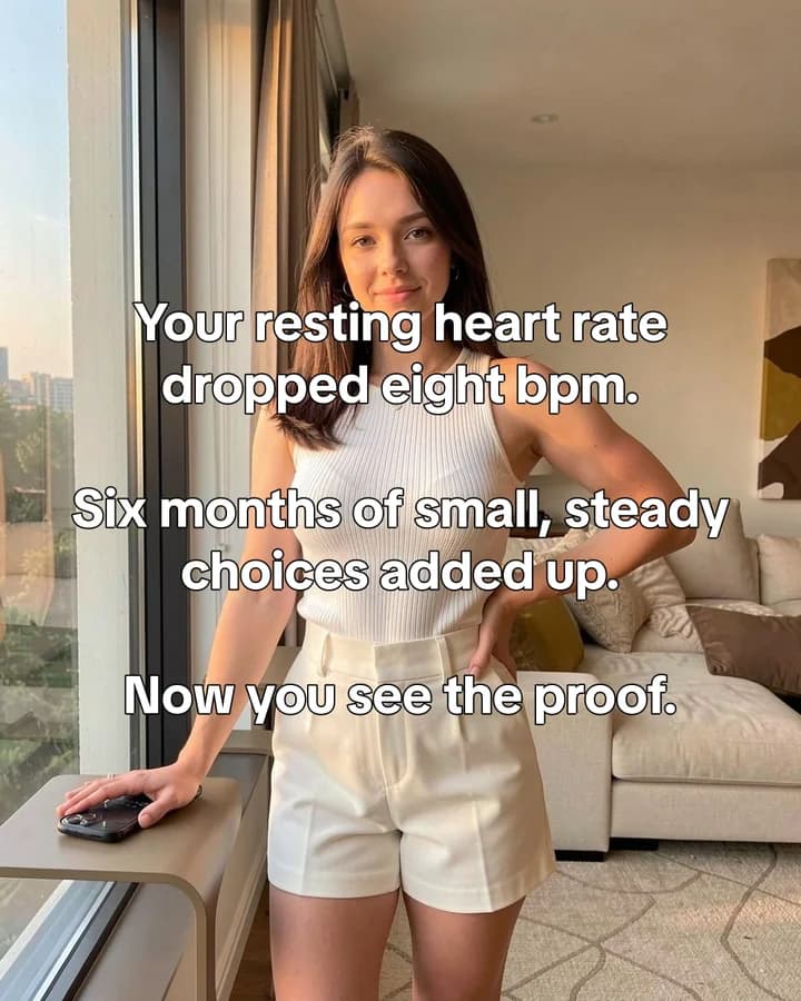 Your resting heart rate dropped eight bpm. Six months of small, steady choices added up. Now you see the proof.